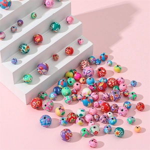 Perles florales de 6mm en pâte polymère colorée pour bracelets DIY et bijoux faits main