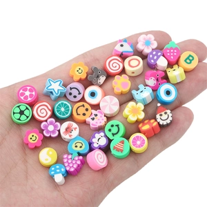 Colorful polymer clay beads kit with smile face fruit and animal patterns for DIY jewelry