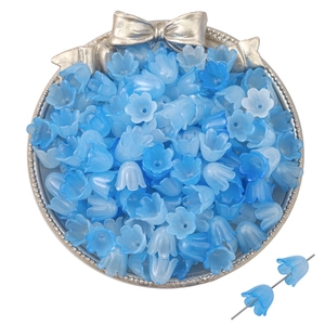 Cuentas de acrílico azul mate con forma de lirio de los valles para bisutería DIY