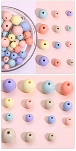 Macro shot of assorted macaron colored acrylic round beads for DIY jewelry making