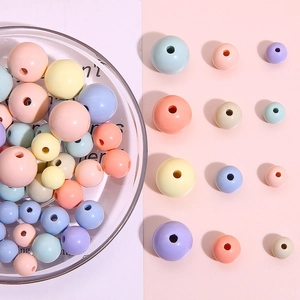 Colorful macaron acrylic round beads in various sizes for DIY jewelry making