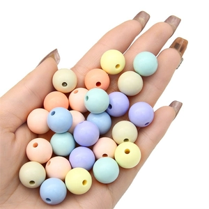 Mixed macaron color acrylic round beads for DIY jewelry and handmade necklace making