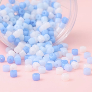 Mixed blue and white frosted acrylic cylinder tube beads for DIY jewelry making