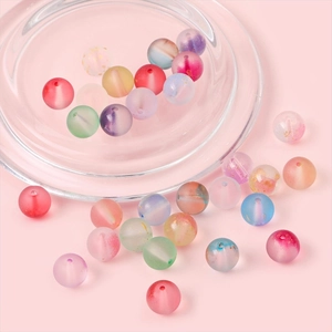 Perles en verre dépoli 10mm avec poudre dorée et couleurs mixtes pour bijoux DIY