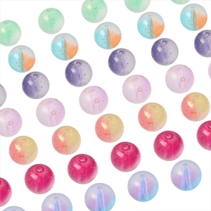Perles de verre givrées 10mm avec poudre dorée et couleurs mixtes pour bijoux artisanaux