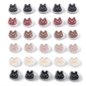 Mélange de 30 perles chat mignonnes en acrylique de 5 couleurs pour bijoux DIY et charms