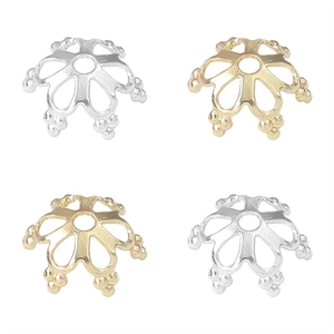 14k gold and silver hollow flower bead caps for DIY jewelry making and bracelet charms
