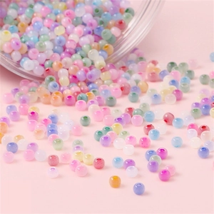 Mix of 4mm matte pastel cat eye glass beads for DIY jewelry making and handicraft crafts