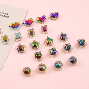 Perles transparentes colorées en forme de cœur et d'étoile pour création de bijoux DIY