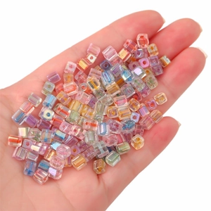5mm iridescent square glass beads for DIY jewelry making necklaces and bracelets