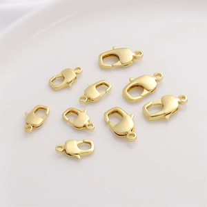 Set of nine 14K gold-plated lobster clasps for DIY jewelry making and accessories
