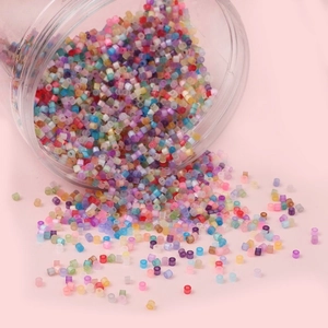 Mix of 2.5mm cat-eye seed beads for DIY jewelry making in pastel macaron colors