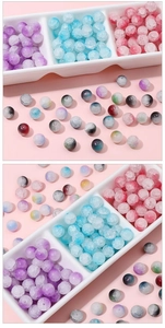 Detail of 10mm crackled glass beads for DIY jewelry with unique ice texture finish