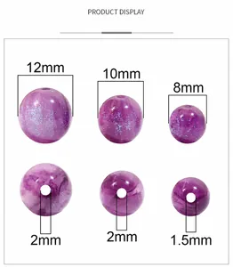 Size details for purple resin beads with galaxy glitter for DIY jewelry making