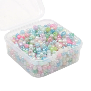 Cuentas de vidrio macarrón mixtas 2-4mm en caja organizadora para joyería DIY
