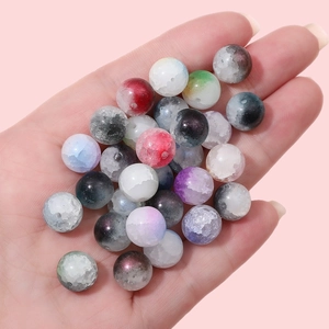 10mm colorful glass beads with ice crack texture and pearlescent finish for DIY jewelry