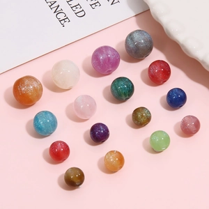 Starry gradient resin round beads with glitter for DIY jewelry making and bracelets