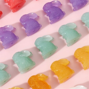 Cute resin rabbit pendants in assorted colors for DIY bracelet and necklace jewelry making