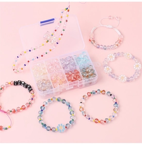 8mm summer crystal beads DIY jewelry kit in 8-grid box with assorted colorful rondelle beads