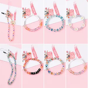 8mm crystal rondelle bead kit featuring floral charms and gradient colors for DIY jewelry