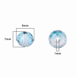 Light blue and green gradient 8mm faceted crystal beads with iridescent coating for DIY jewelry