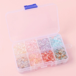 8-grid storage box with colorful 8mm faceted crystal beads for DIY jewelry making kits