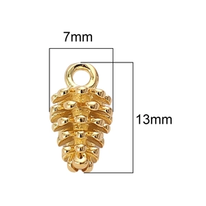 Minimalist 14k gold pine cone pendant accessory with 13mm height and 7mm width