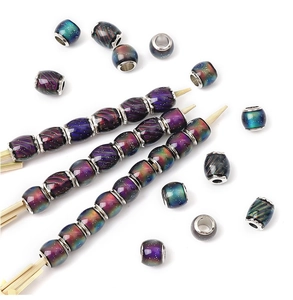 Detailed view of temperature-sensitive star series beads with galaxy texture for DIY jewelry