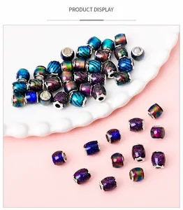 Macro view of starry sky resin large hole beads for DIY jewelry with silver metal core