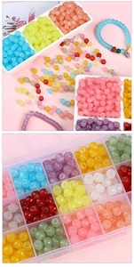 DIY colorful cylinder glass beads set in storage box for handmade jewelry making