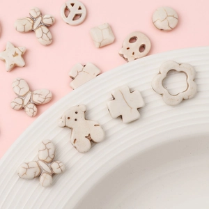 Synthetic White Turquoise Loose Beads Multi Shape DIY Jewelry Making Accessories For Handmade Bracelet Necklace Crafting