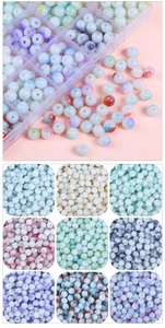 Detailed grid showing 8mm porcelain-style glass beads in various gradient color patterns