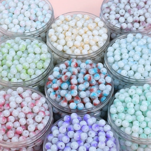 8mm Porcelain White Painted Glass Round Beads DIY Handmade Jewelry Splatter Gradient Loose Beads For Bracelet Necklace
