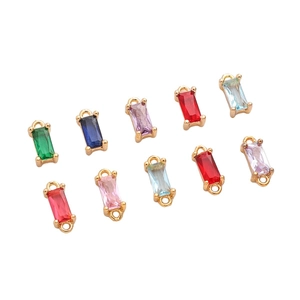 Pendentifs en zircon rectangulaire coloré avec cadres plaqués or 14K pour bijoux DIY