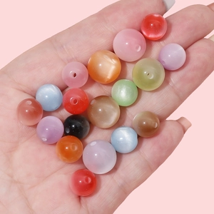 Colorful synthetic cat eye round beads in various shades for DIY jewelry making