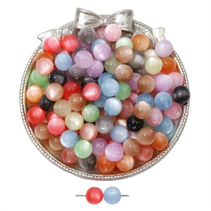 Colorful synthetic cat eye round beads set with chatoyancy for DIY jewelry making