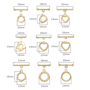 Varios cierres de palanca OT bañados en oro de 14K con forma de corazón para bisutería
