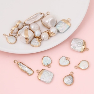 Pendentifs En Perles D'eau Douce Naturelles Baroques Bordés D'or Formes Irrégulières Breloques Pour La Fabrication De Colliers