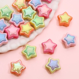 Cuentas de Estrella de Acrílico Iridiscente Doble Capa Bicolor Degradado Cuentas Sueltas para Hacer Joyas DIY Pulsera Collar Accesorios Hechos a Mano