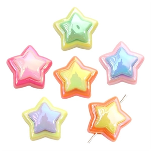 Cuentas de estrella acrílicas coloridas con degradado para pulseras hechas a mano