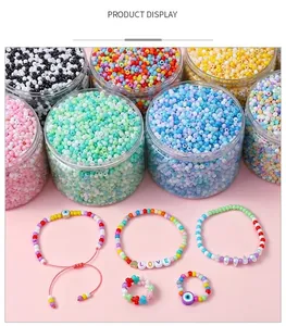 DIY Schmuckset mit bunten Glasperlen, LOVE-Anhängern und Ringen mit dem bösen Blick