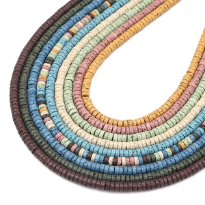 Bunte flache Lavastein-Scheibenperlen für DIY-Schmuck mit poröser natürlicher Textur