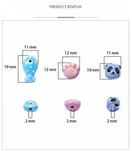 Detailed size chart for panda, cat paw, and fish ceramic beads for DIY jewelry making