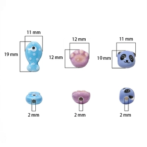 Colorful ceramic panda cat paw and fish beads set for handmade DIY jewelry making