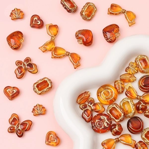 Perles en Acrylique Ambre Vintage Avec Bords Dorés Pour Fabrication de Bijoux DIY Bracelet Chaîne de Téléphone Accessoires