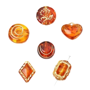 Perles en acrylique ambre rétro avec dorure pour bijoux DIY et chaînes de téléphone
