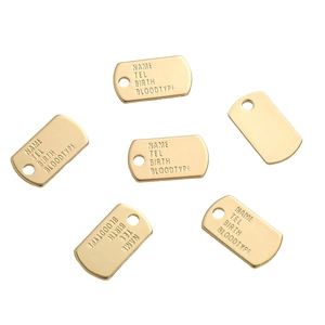 Plaques d'identité ovales en laiton plaqué or 14 carats avec nom et info gravés
