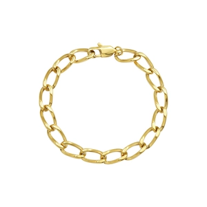 Bracciale a catena in acciaio inossidabile placcato oro 18k con chiusura a moschettone su bianco