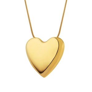 Minimalist gold heart pendant necklace with high-polish finish and sleek snake chain