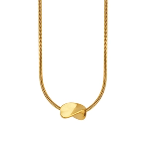 Collana minimalista placcata oro con catena a serpente e pendente a tubo d'onda per donna